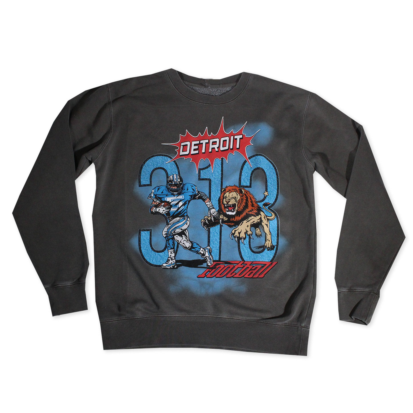 DETROIT VTG STYLE 313 CREWNECK - PIGMENT WASH BLACK