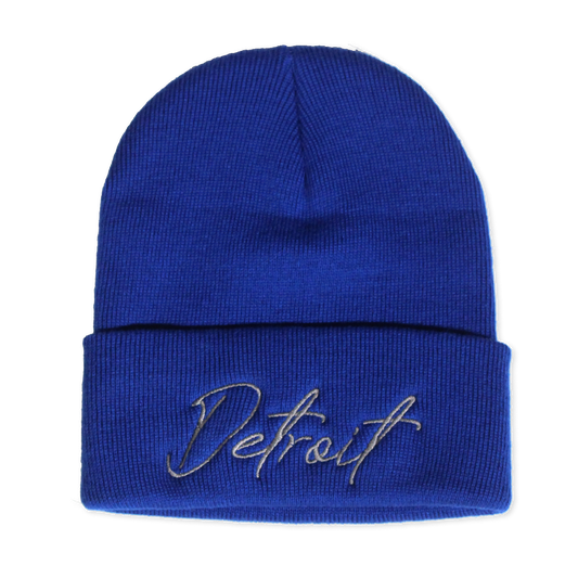 Detroit Script Beanie - Blue