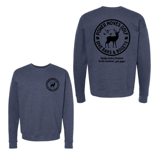 Power Moves Deer Crewneck - Navy Heather