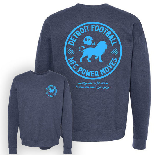 Power Moves Detroit Football Crewneck - Navy Heather