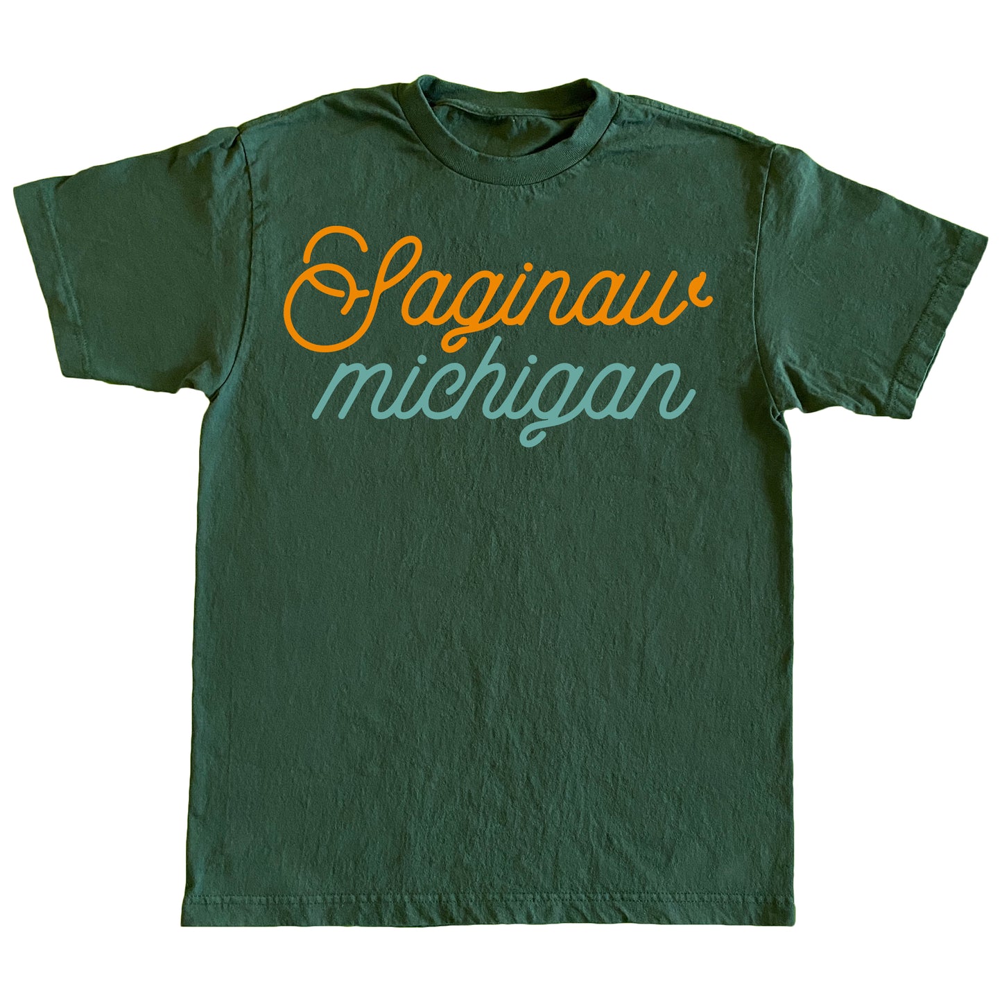 Saginaw Michigan Retro Tee - Forrest Green