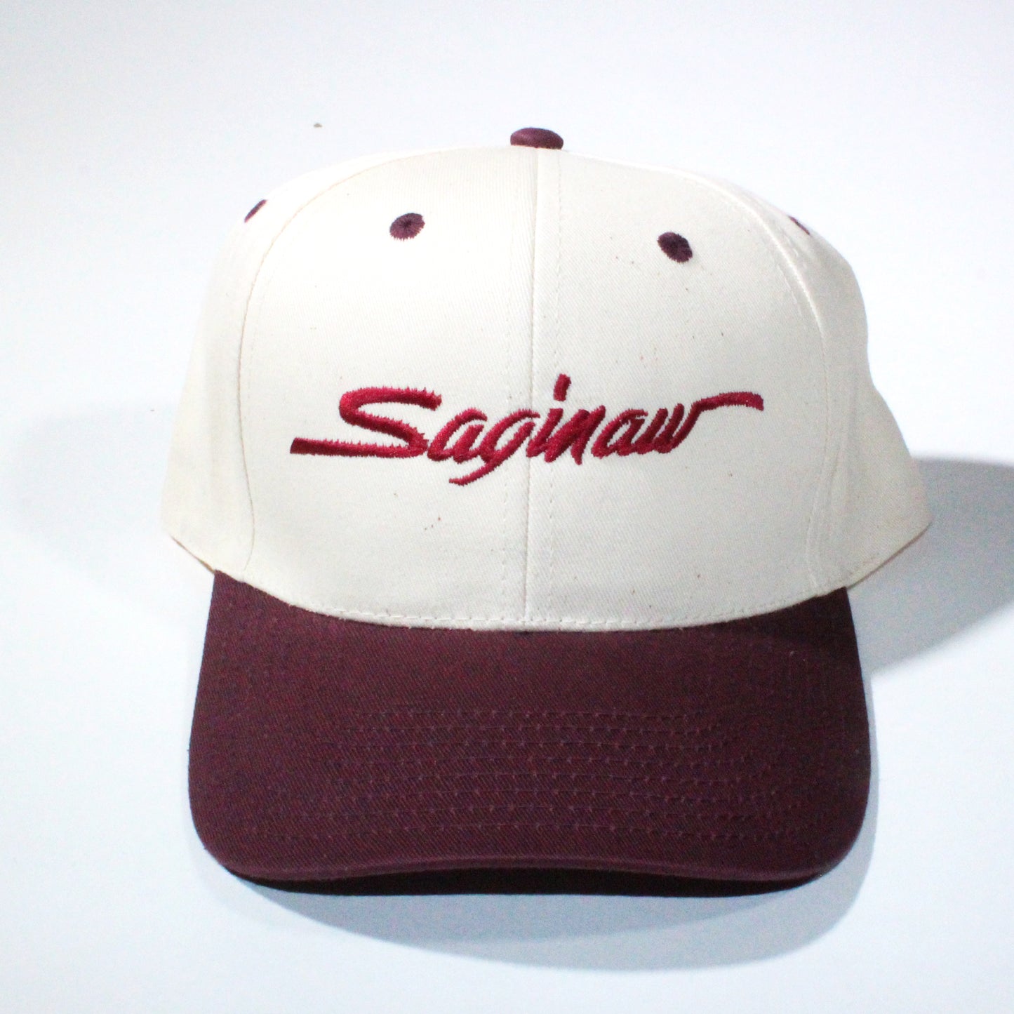 Saginaw OG Script Vintage Snapback - Natural/ Maroon