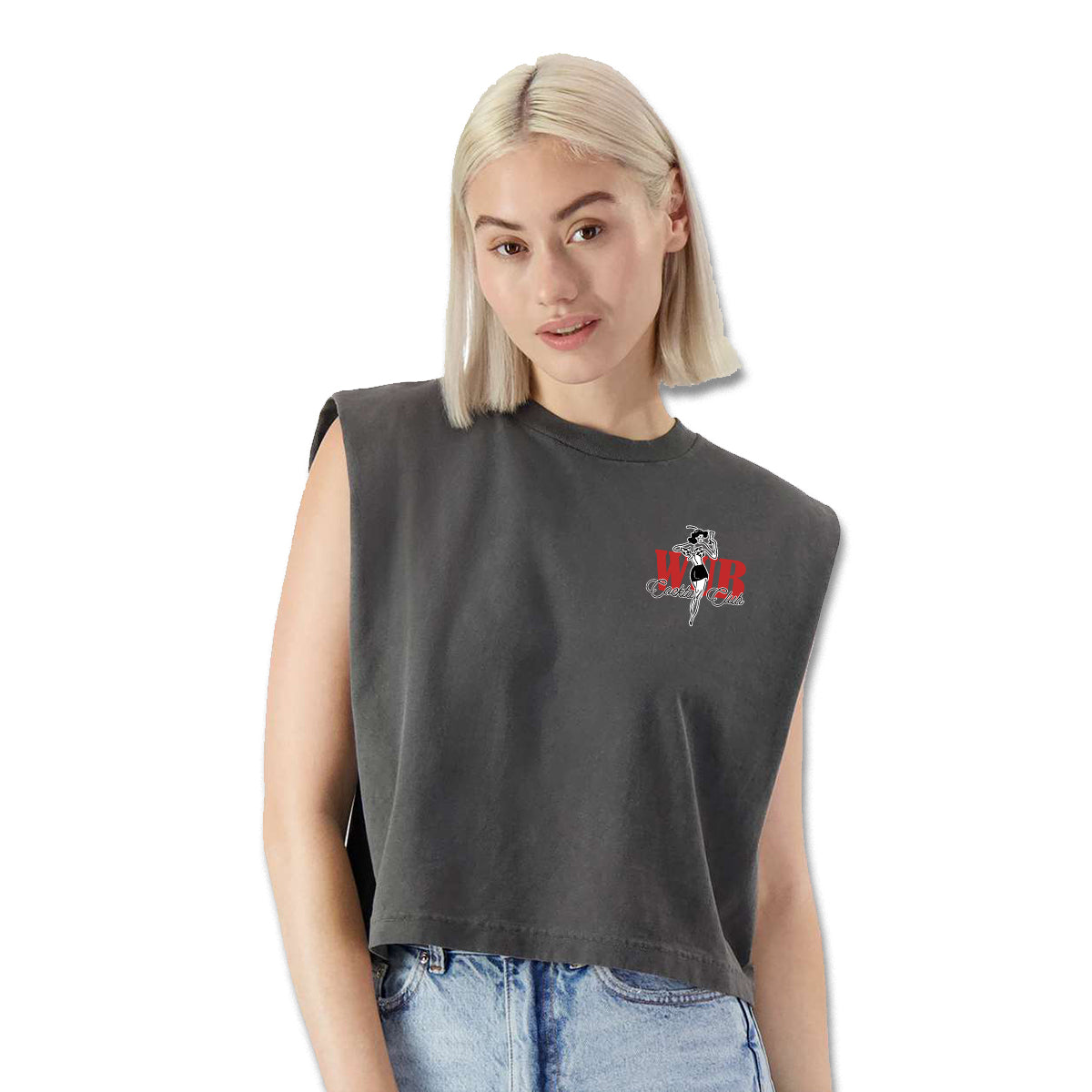 Cocktail Club Ladies Muscle Tee - Garment Dye Black