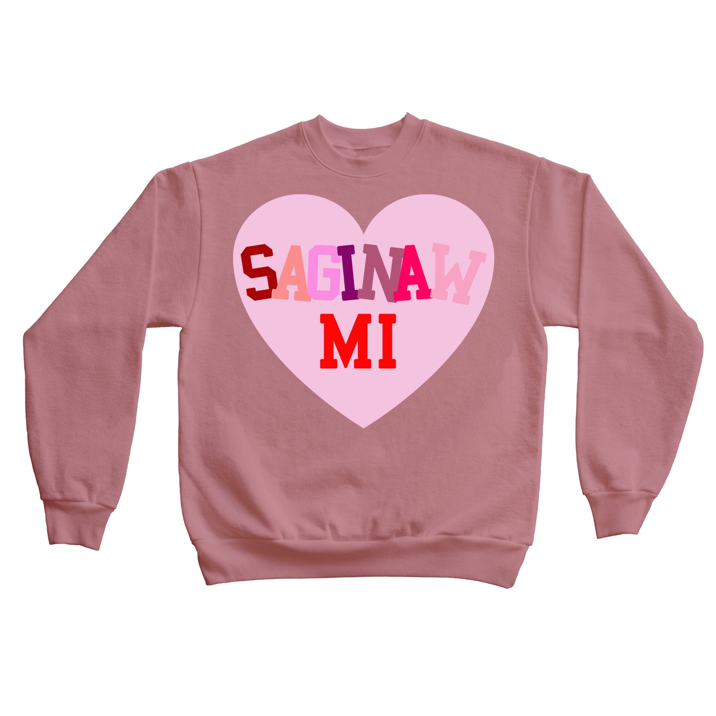 SAGINAW STAGGERED HEART CREWNECK - SOFT PURPLE
