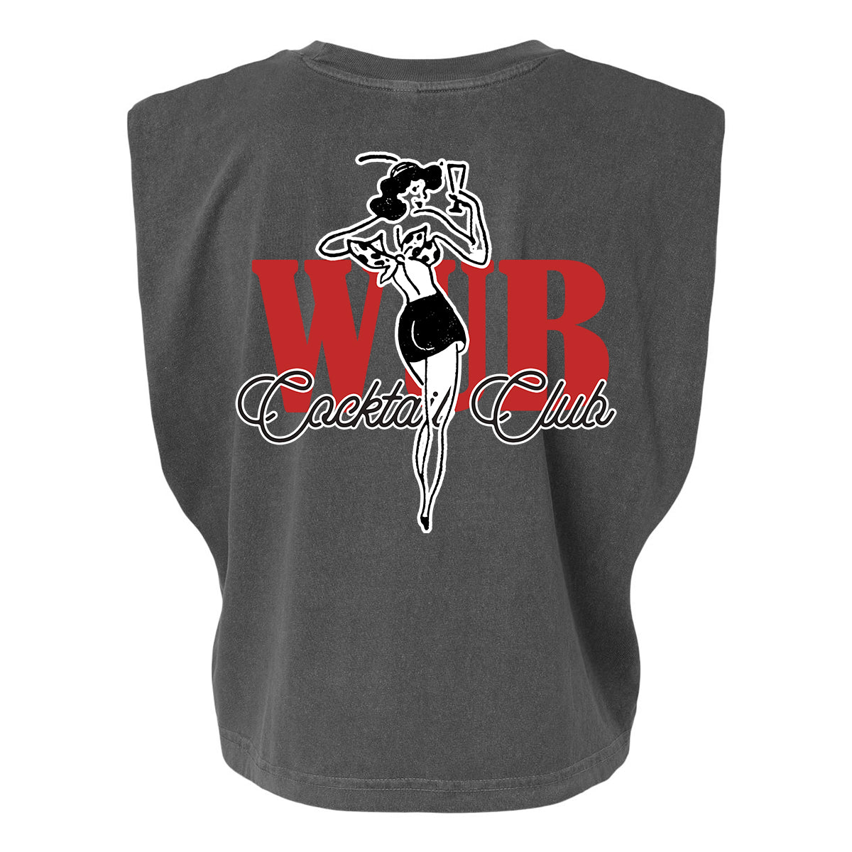 Cocktail Club Ladies Muscle Tee - Garment Dye Black