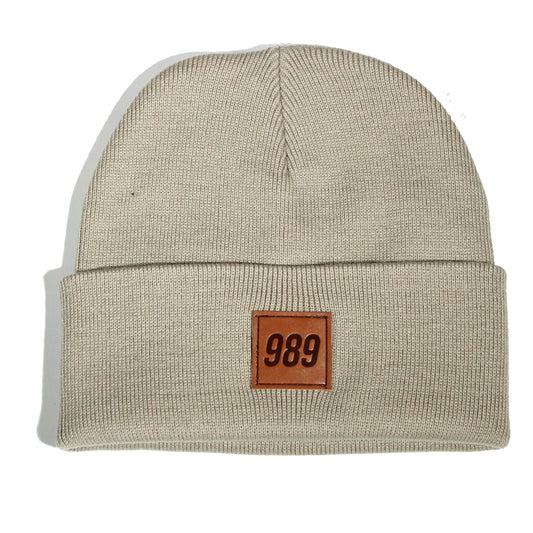 989 Leather Patch Beanie - Khaki