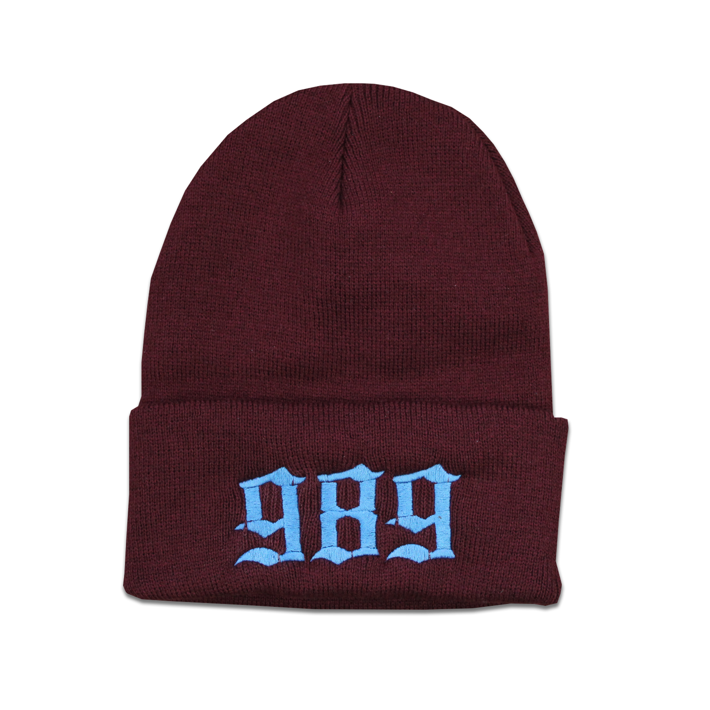 989 EMBROIDERED BEANIE - BURGUNDY