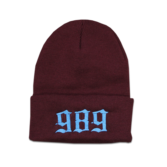 989 EMBROIDERED BEANIE - BURGUNDY