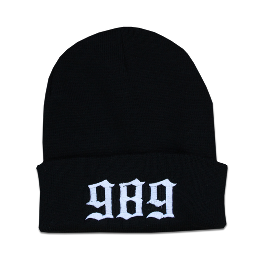 989 EMBROIDERED BEANIE - BLACK