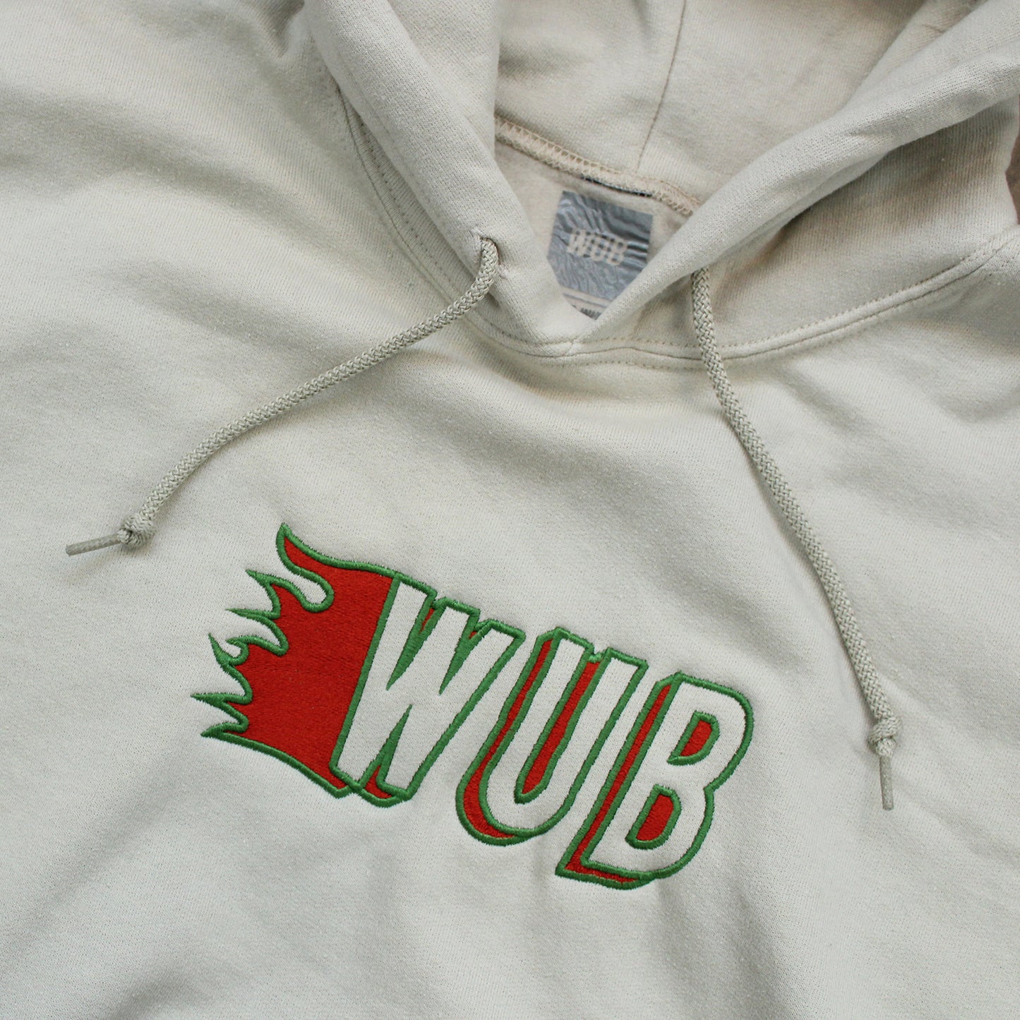 FLAME EMBROIDERED HOODIE - SAND