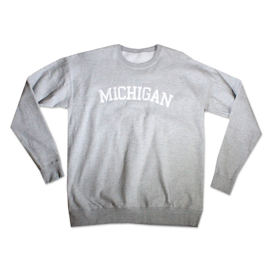 MICHIGAN FELT CREWNECK - GREY