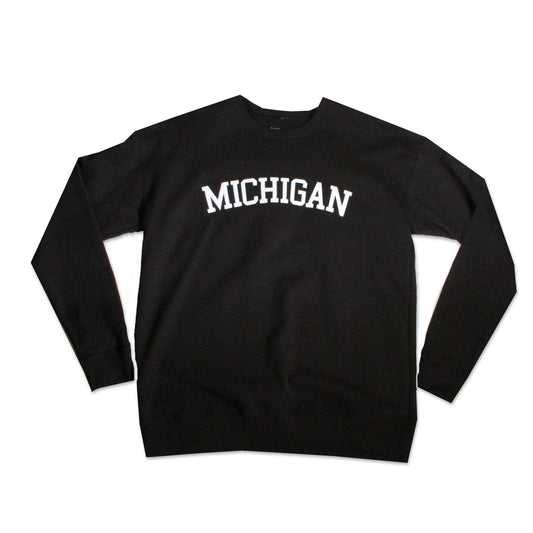 MICHIGAN FELT CREWNECK - BLACK