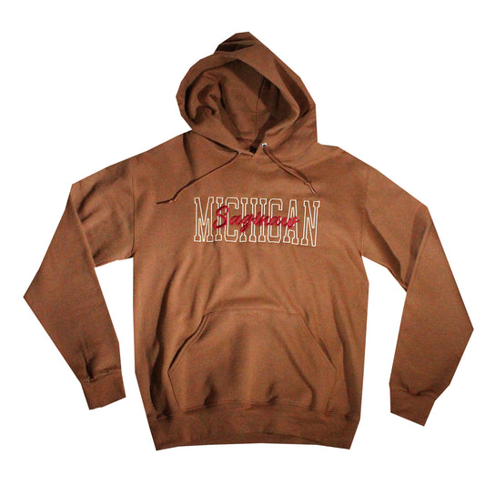 SAGINAW MICHIGAN EMBROIDERED HOODIE - SADDLE BROWN