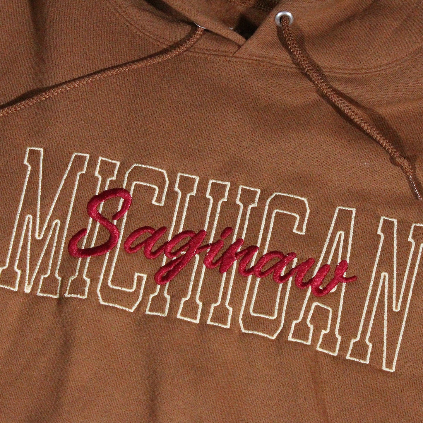 SAGINAW MICHIGAN EMBROIDERED HOODIE - SADDLE BROWN