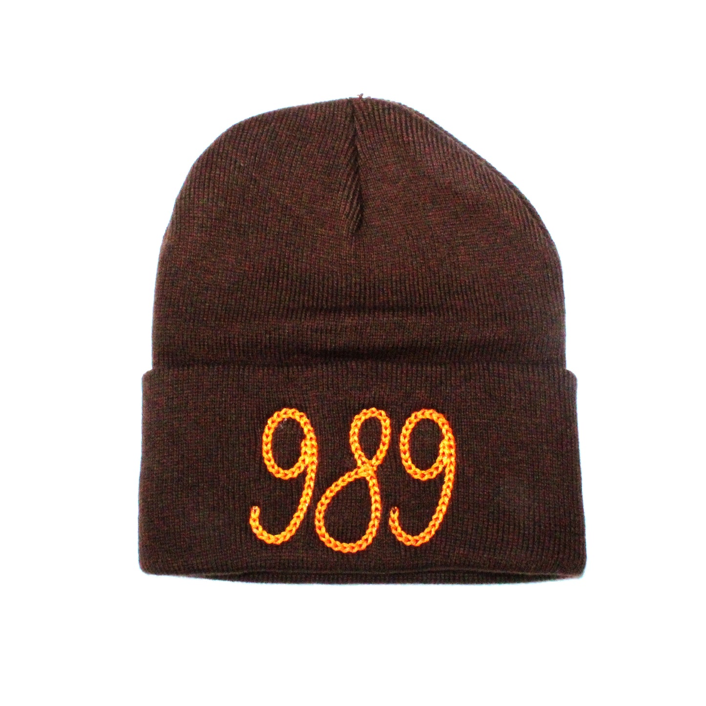 989 Chainstitch Style Beanie - Brown/ Orange