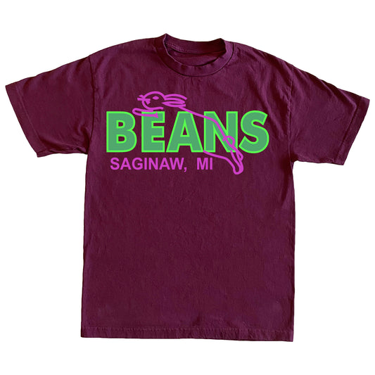 BEANS SAGINAW MICHIGAN SHIRT - MAROON