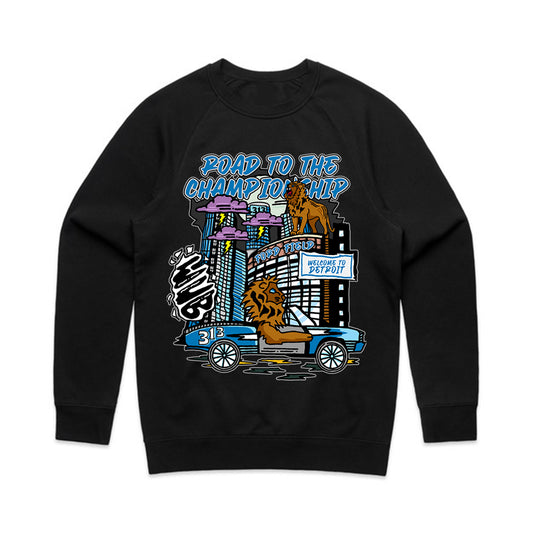 DETROIT ROAD TO THE CHAMPIONSHIP CREWNECK SWEATSHIRT - BLACK