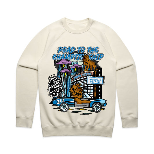 DETROIT ROAD TO THE CHAMPIONSHIP CREWNECK SWEATSHIRT - CREAM