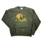 Find Your Peace Full Embroidered Golf Crewneck - Olive Green