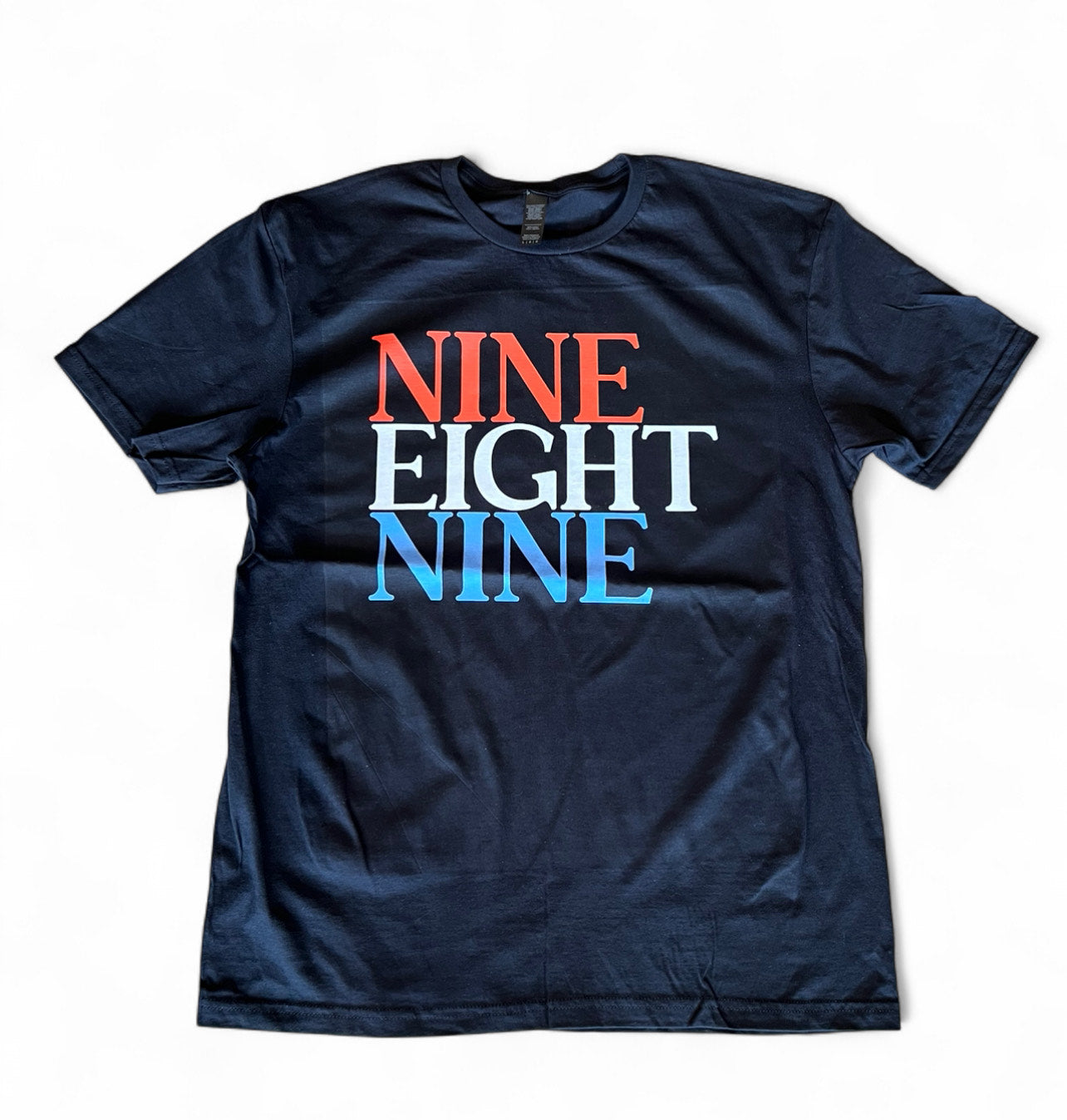 NINE EIGHT NINE SHIRT(Red, White, & Blue) - BLACK