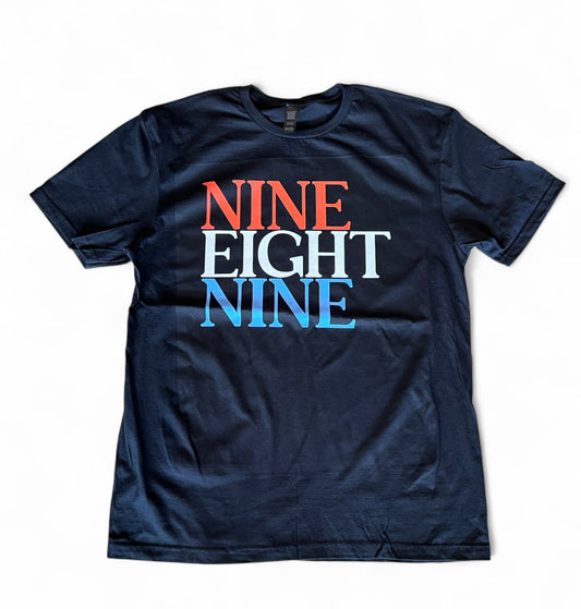 NINE EIGHT NINE SHIRT(Red, White, & Blue) - BLACK