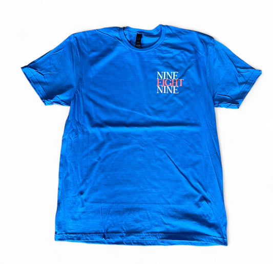 NINE EIGHT NINE SHIRT (Left Chest Print) - IRIS BLUE