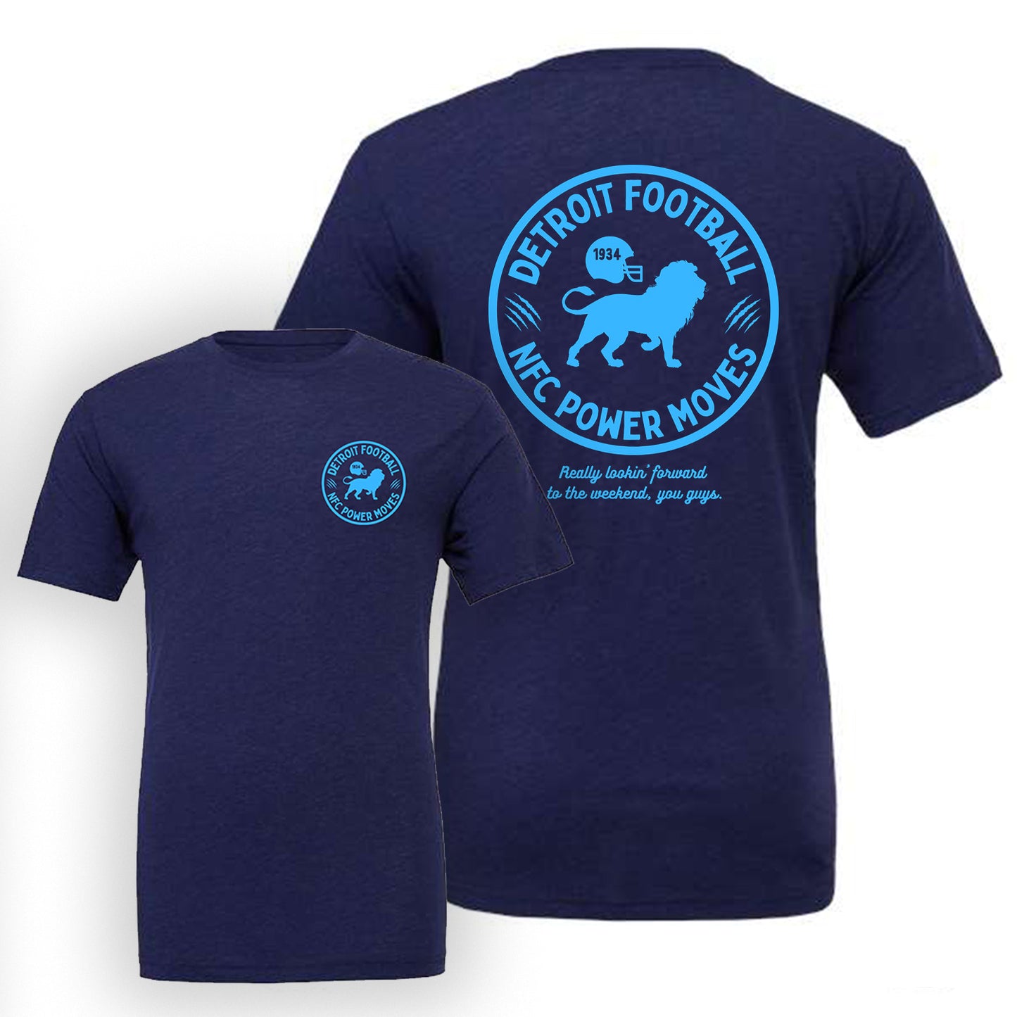 Power Moves Detroit Football Shirt - Navy Triblend