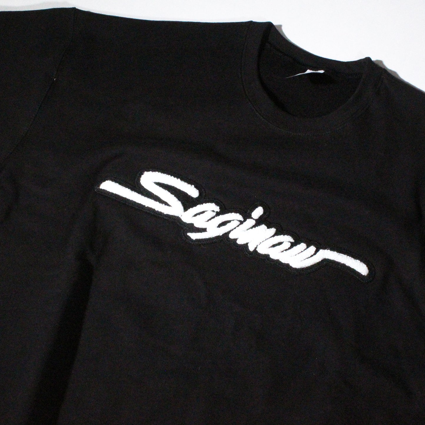 Saginaw Chenille Script Crewneck - Black