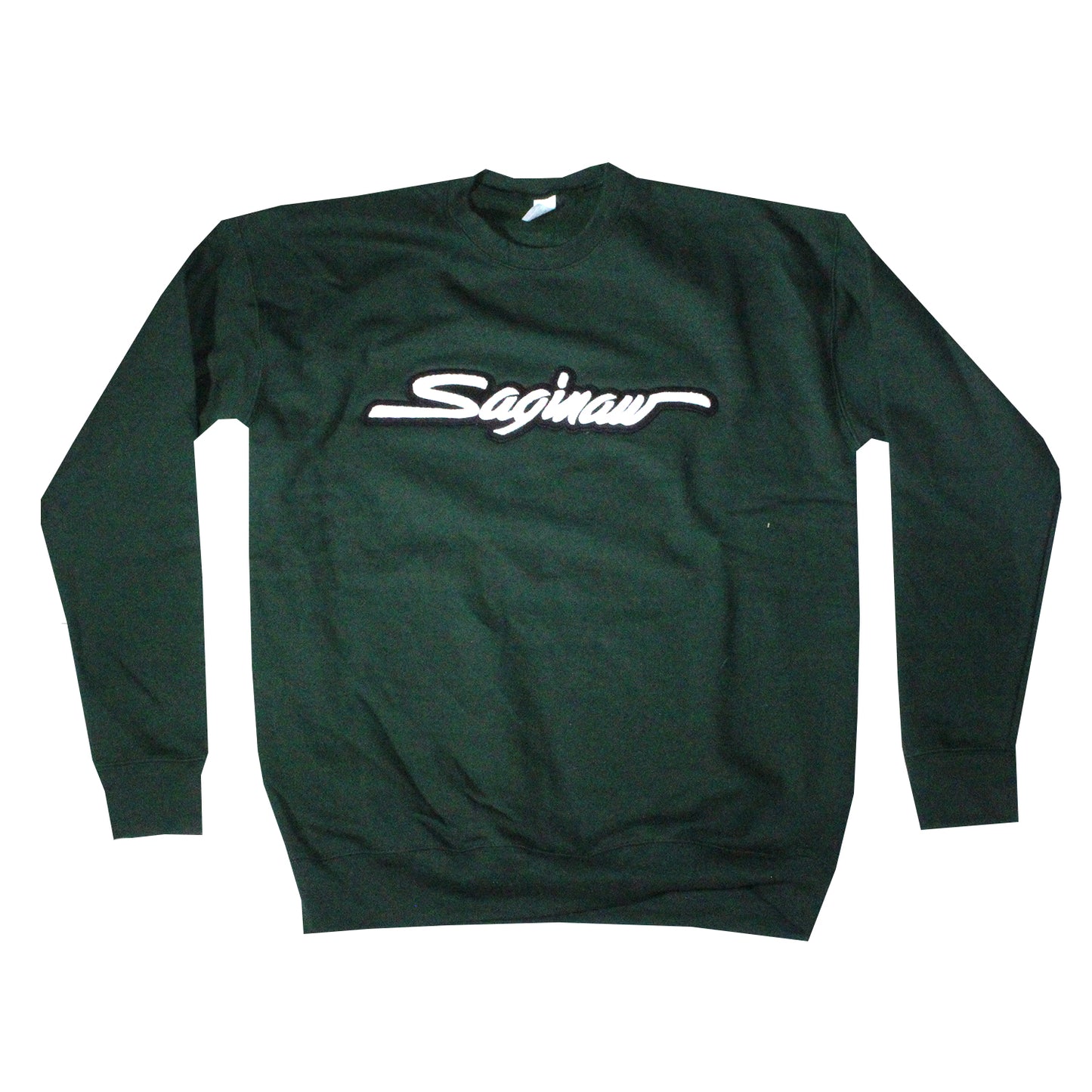 Saginaw Chenille Script Crewneck - Forrest Green