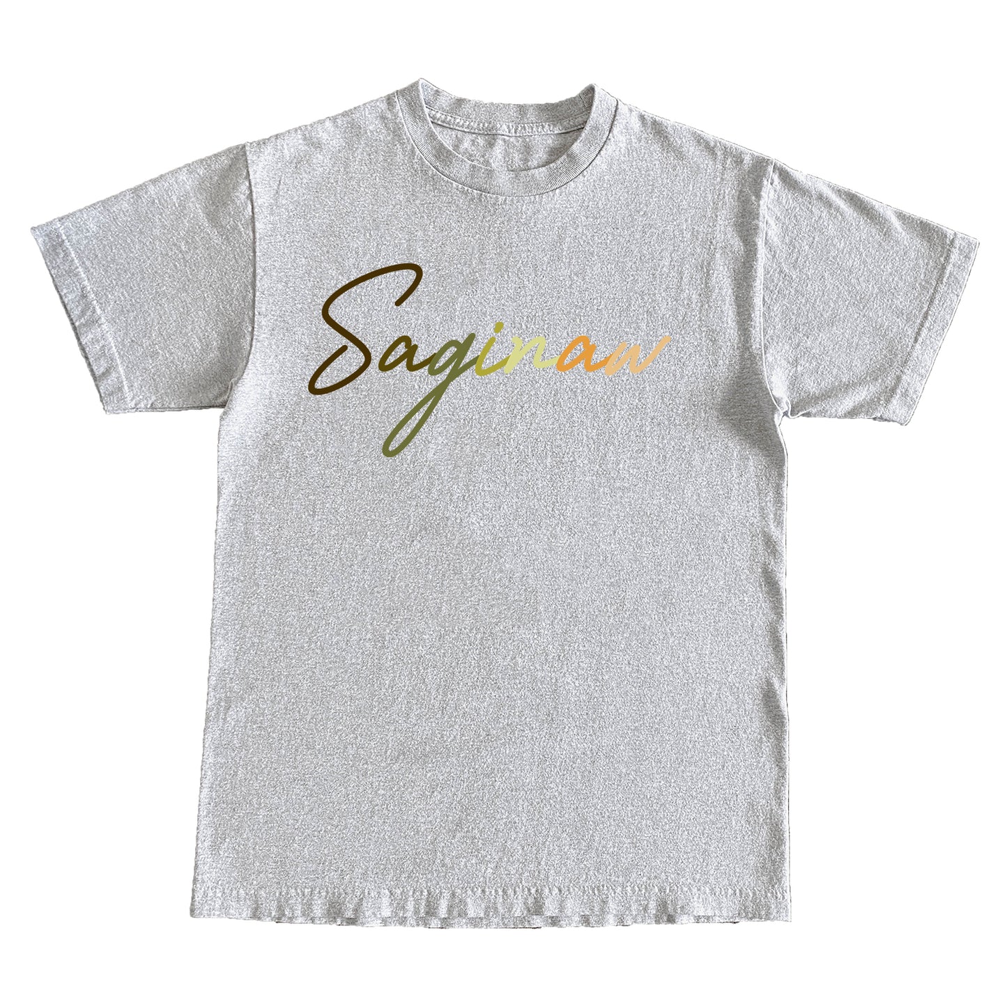 SAGINAW GRADIENT SCRIPT TEE- GREY