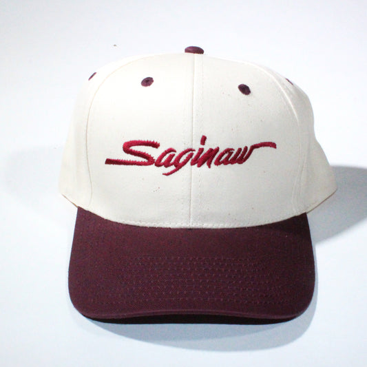 Saginaw OG Script Vintage Snapback - Natural/ Maroon