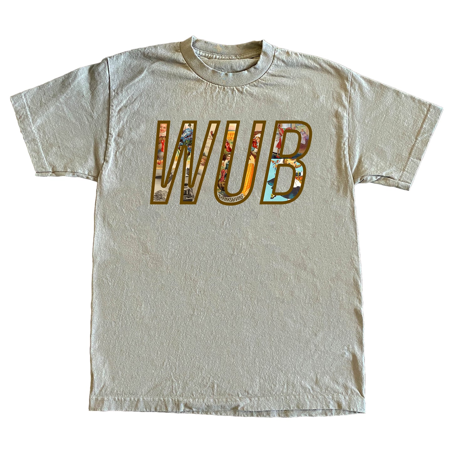 WUB THANKFUL COLLAGE TEE - SAND