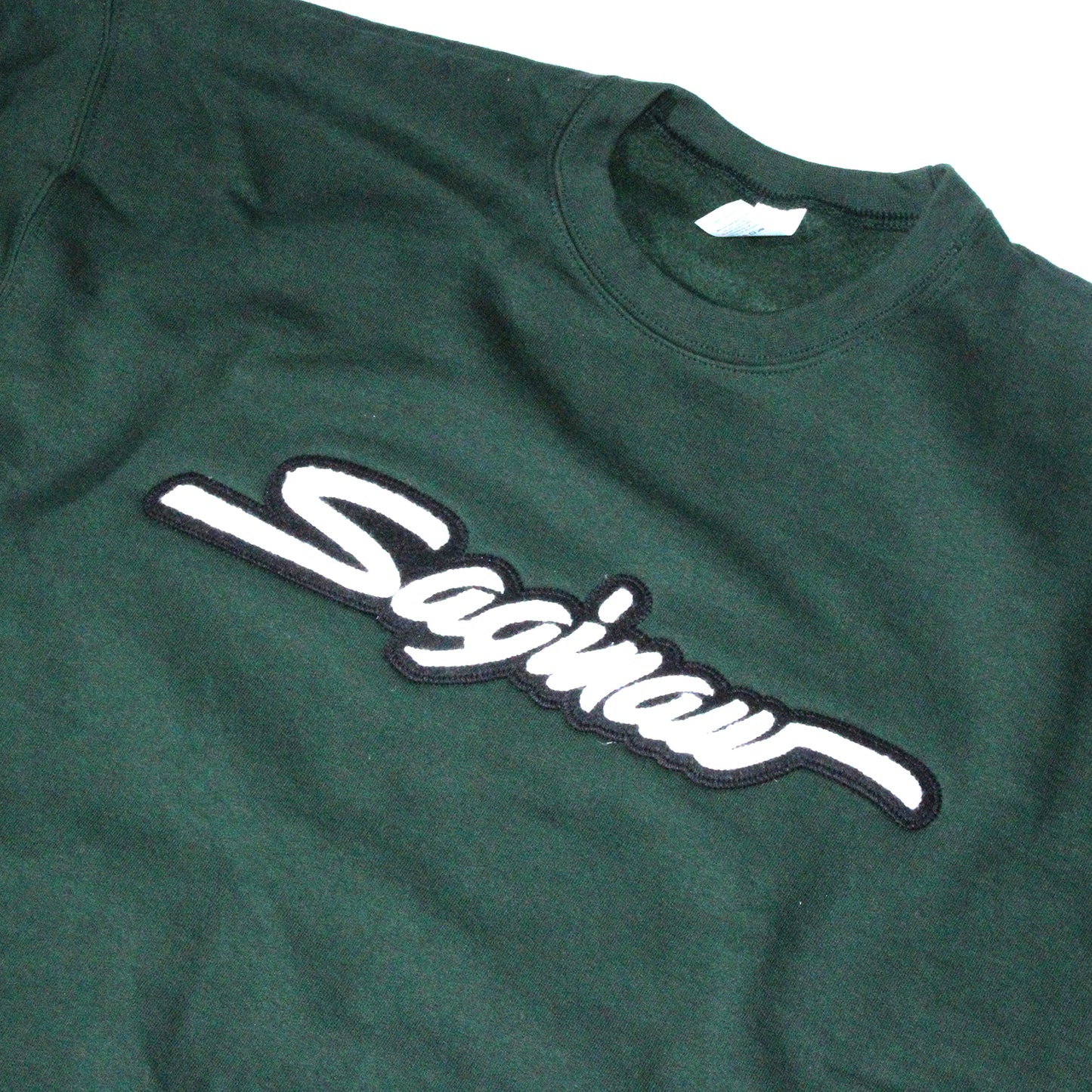 Saginaw Chenille Script Crewneck - Forrest Green