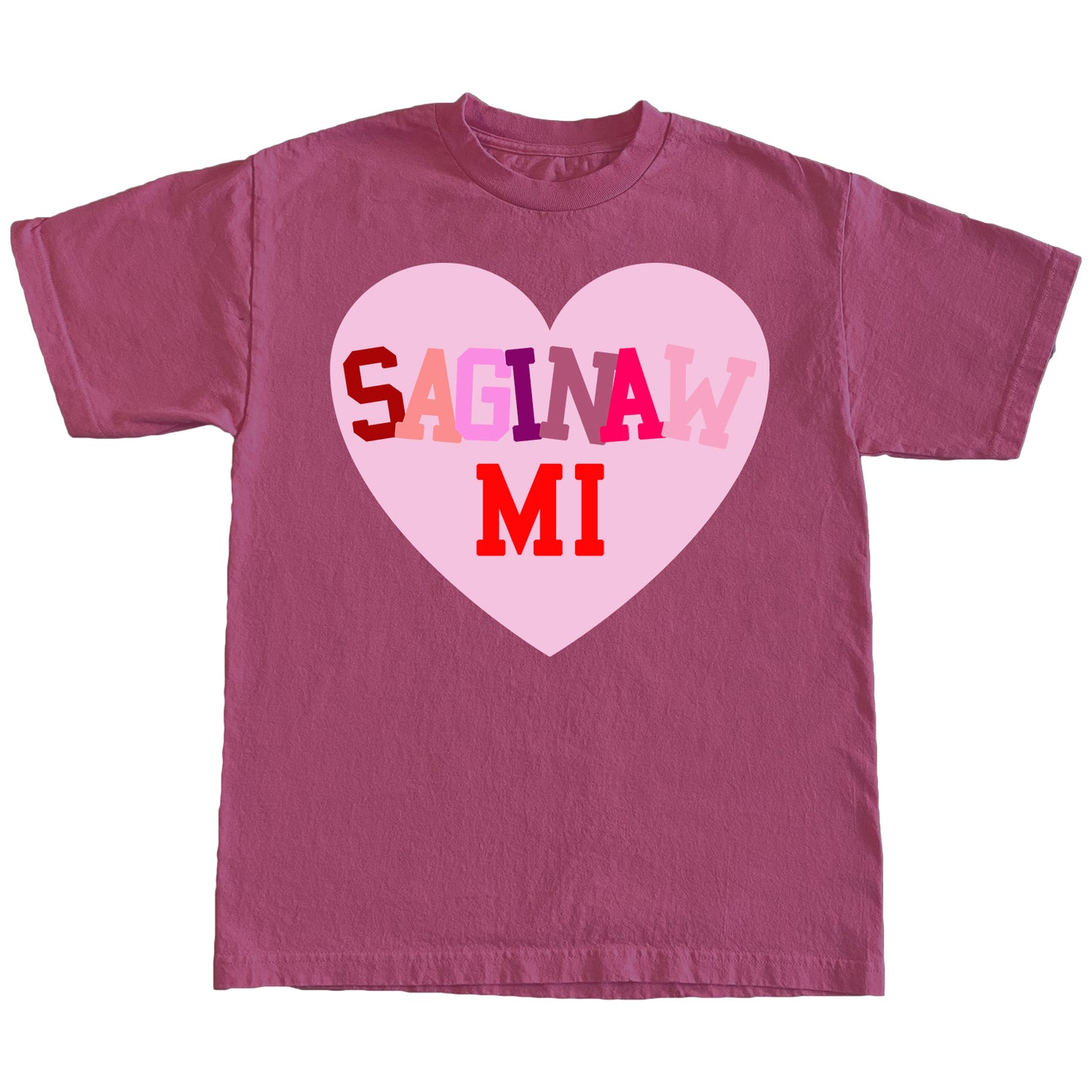 SAGINAW STAGGERED HEART TEE - SOFT PURPLE