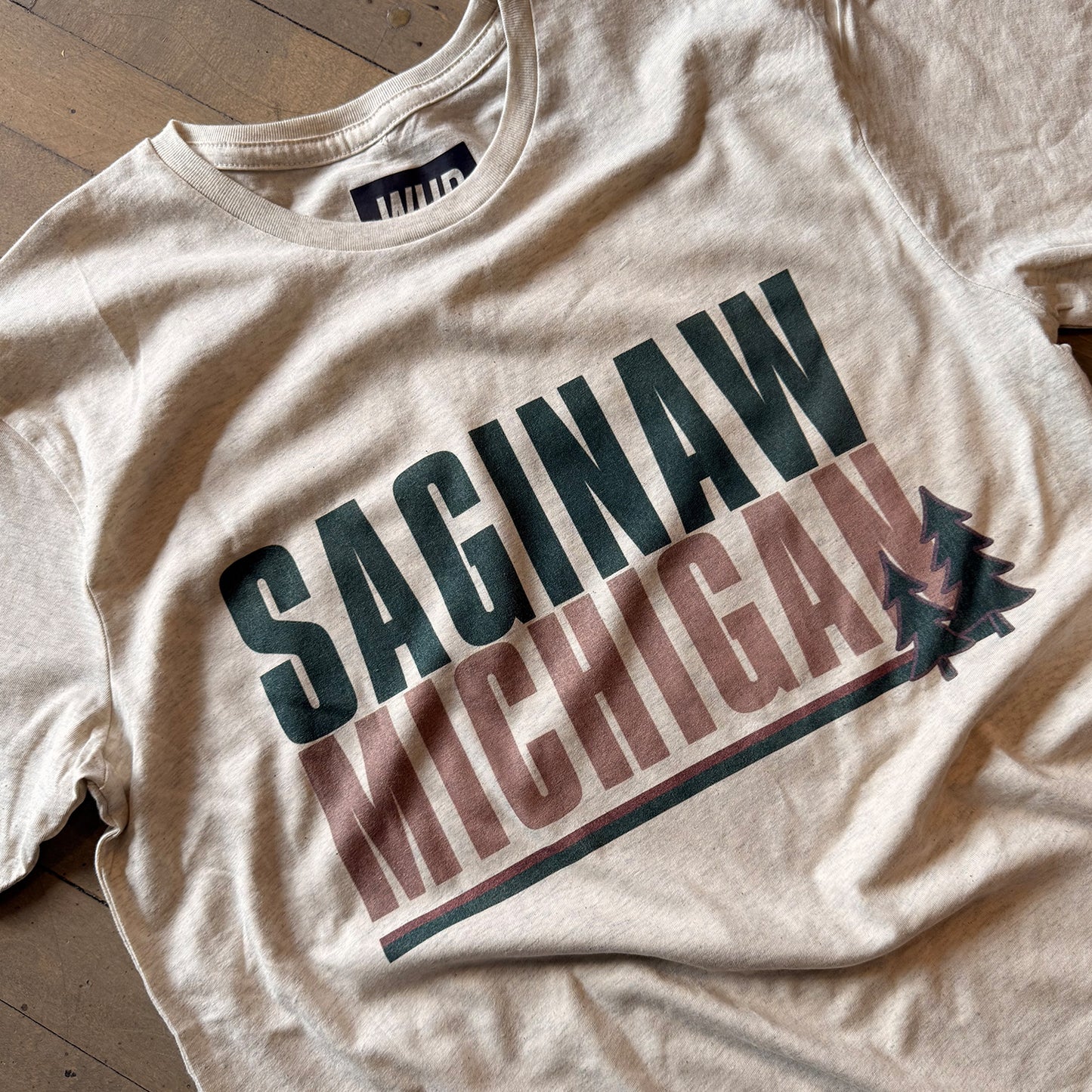 SAGINAW MICHIGAN PINES TEE - OATMEAL HEATHER