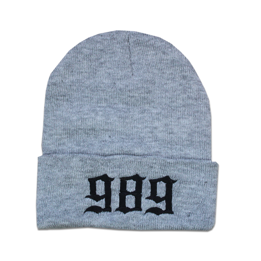 989 EMBROIDERED BEANIE - GREY