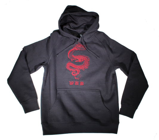 Dragon Embroidered Hoodie - Coal