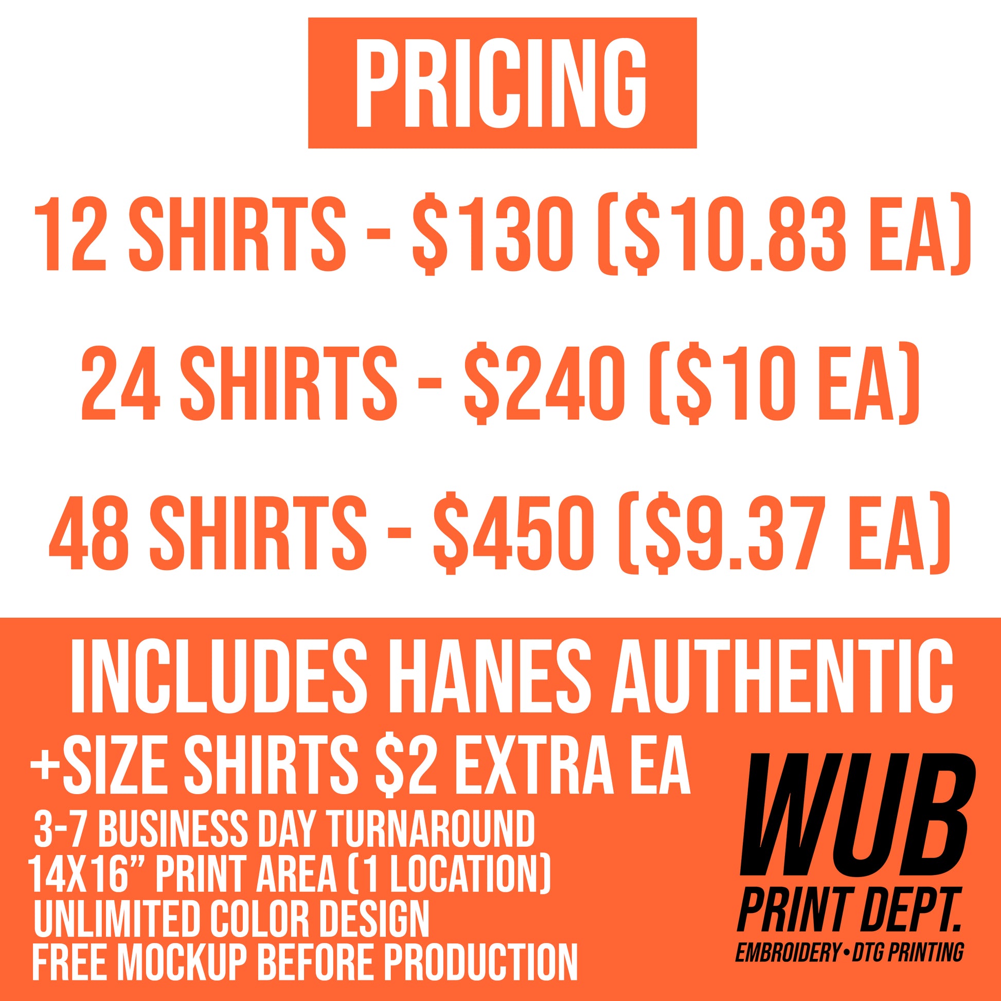 Custom DTG Shirt Special (White Shirts) – Wub Wheel Company